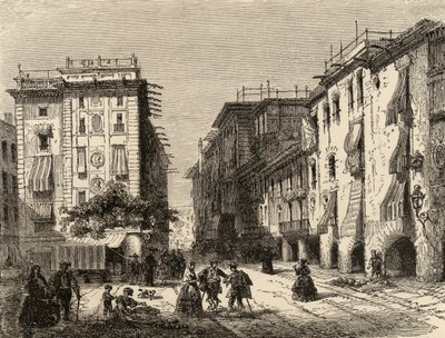 Street in Barcelona, illustration from 