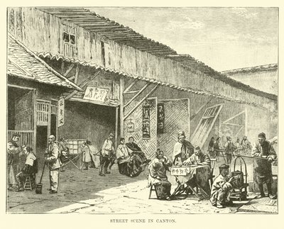 Street Scene in Canton by English School