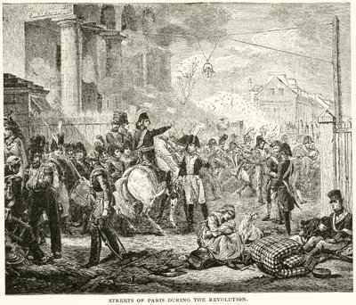 Streets of Paris during the Revolution by English School