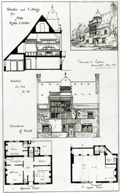 Studio and Cottage for Miss Rosa Corder, from The British Architect, 3rd October 1879 by English School