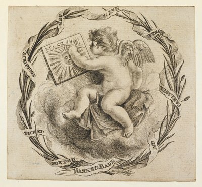 Subscription ticket for the masked ball at Carlisle House, May 22. A winged cherub by English School