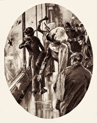 Suffragettes Drawing of Women Smashing Shop Windows in London, March 1912 by English School