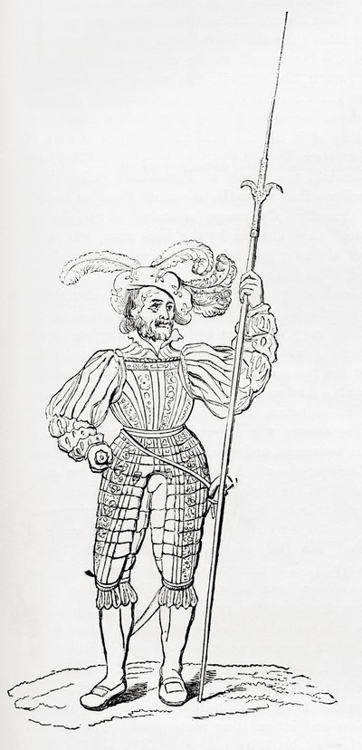Suit of ribbed and engraved armour, from Old England: A Pictorial Museum by English School
