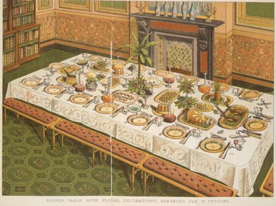 Supper Table with Floral Decorations, Arranged for 16 Persons, from 
