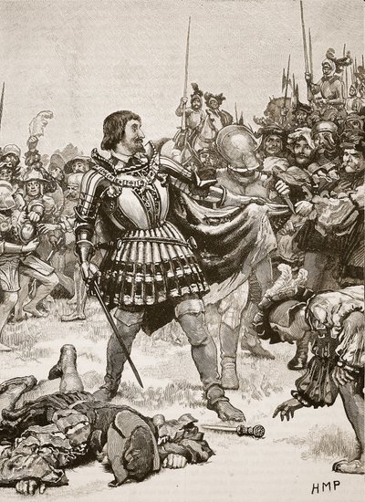 Surrender of Francis on the Battlefield of Pavia, Illustration from Cassell