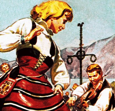 Swedish Girl Dancing by English School