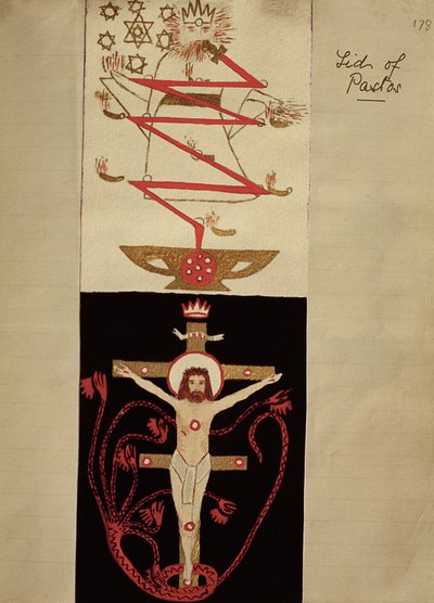 Symbolic designs on the lid of the Pastos in the vault of the Adepts, c.1895 by English School