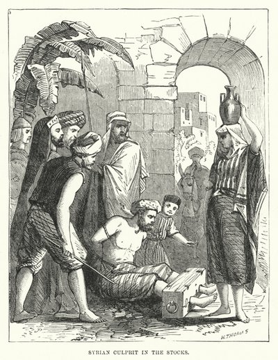 Syrian Culprit in the Stocks (engraving) by English School