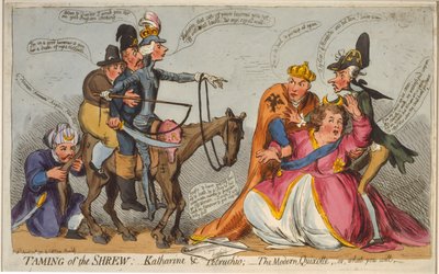 Taming of the shrew: Katharine and Petruchio; The modern Quixotte, or, what you will, 1791 by English School