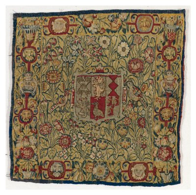 Tapestry Cushion Cover Depicting the Arms of Sacheverell, Made in Sheldon, England, After 1600 by English School