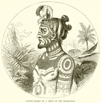 Tattoo Marks on a Chief of the Marquesas by English School