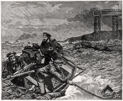 Tay Bridge Disaster: Boats Assisting in the Search by English School