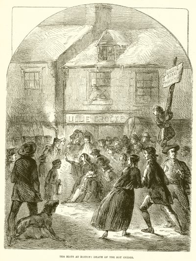 Tea Riots at Boston: Death of the Boy Snider by English School