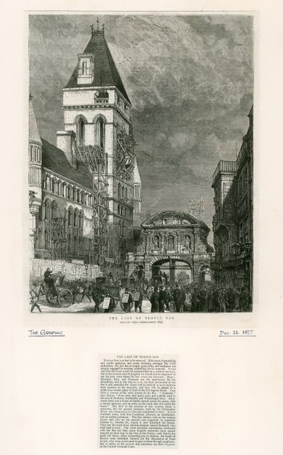 Temple Bar, London. Demolition, 1877 by English School