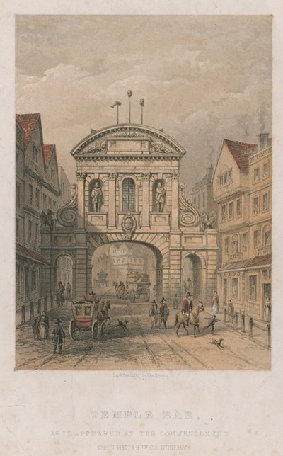 Temple Bar as It Appeared at the Commencement of the 18th Century by English School