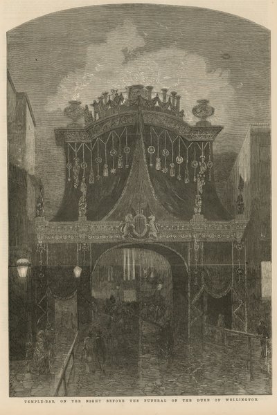 Temple Bar on the Night Before the Funeral of the Duke of Wellington by English School