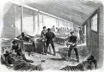 Temporary Field Hospital Behind the Second Prussian Parallel at Dueppel, 1864 by English School