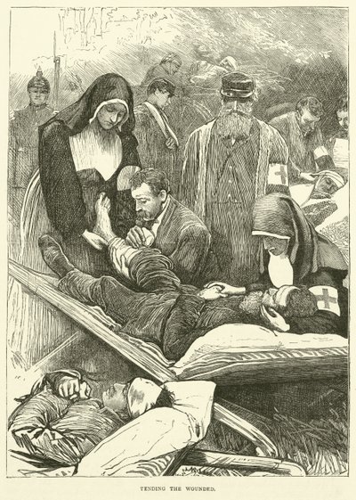 Tending the wounded by English School