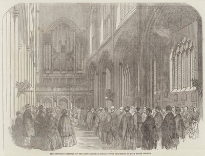 Tercentenary Festival of the Bath Grammar-School, the Procession in Bath Abbey Church by English School