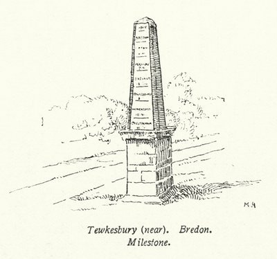 Tewkesbury, Near Bredon, Milestone by English School
