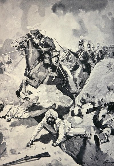 Thackwell Leads the 3rd Light Dragoons Through Sikh Earthworks, Battle of Sobraon by English School