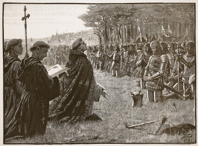 Thanksgiving of the English Army after the Battle of Agincourt, 25th October 1415 (Illustration from Cassell