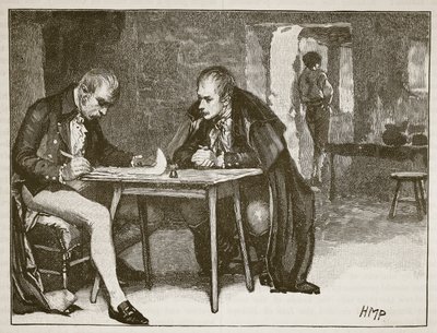 The Agents of Britain and Sweden signing the treaty against Napoleon, illustration from Cassell