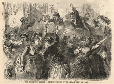 The Amazons of France; Exciting meeting of the female army of Paris by English School