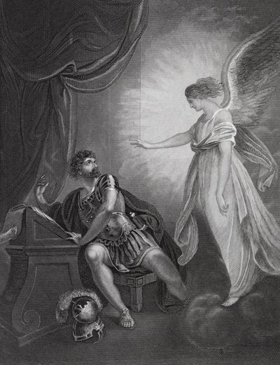 The Angel appearing to Cornelius, Acts, Ch 10, v 4 by English School