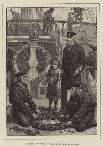 The Anniversary of Trafalgar on Board the Old Victory at Portsmouth by English School