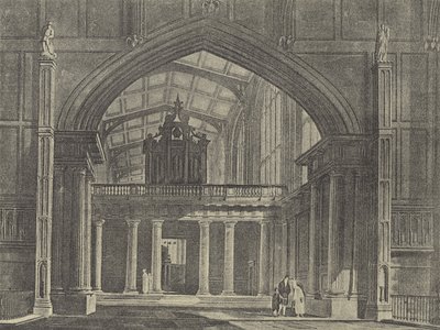 The Ante-Chapel, 1816 (engraving) by English School