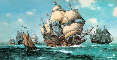 The Ark Royal Sails to Meet the Armada by English School