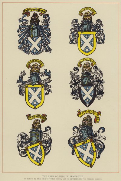 The Arms of Haig of Bemersyde, as Borne by the Head of that House, and as Differenced for Various Cadets by English School