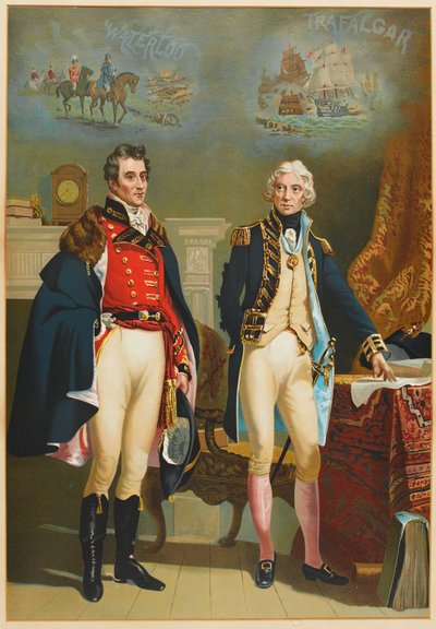 The Army and Navy representing the only interview between the Great Commanders, Wellington and Nelson c.1890 by English School