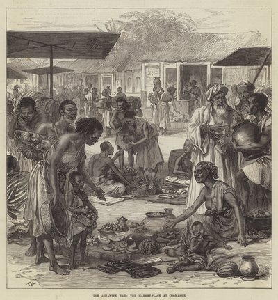 The Ashantee War, the Market-Place at Coomassie by English School
