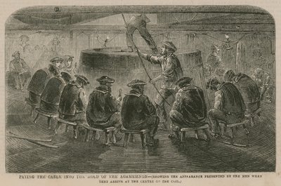 The Atlantic Cable; Paying the Cable into the Hold of the Agamemnon by English School