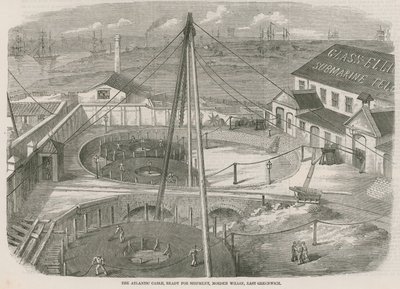 The Atlantic Cable, ready for shipment, Moden Wharf, East Greenwich by English School