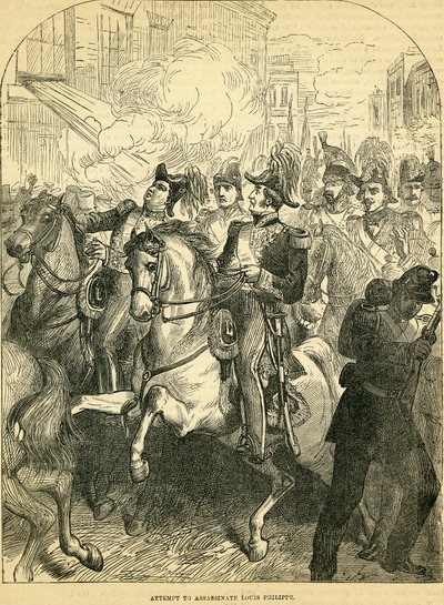 The Attempt to assassinate King Louis Philippe of France, illustration from Cassells Illustrated History of England, 1857-1858 by English School