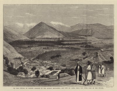The Bala Hissar, at Present Besieged by the Afghan Insurgents, and City of Cabul, from the Upper Part of the Citadel by English School