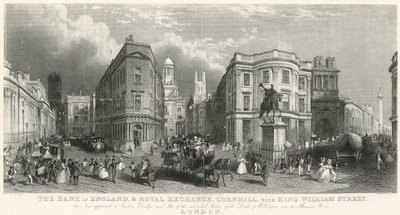The Bank of England, and Royal Exchange, Cornhill, with King William Street by English School