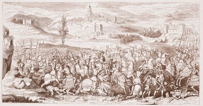 The Battle of Spurs, from the Ancient Picture in the Possession of The Royal Society of Antiquities by English School