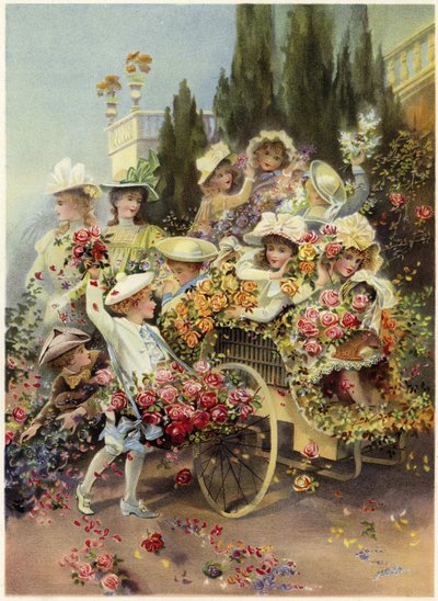 The Battle of the Flowers by English School