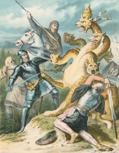 The Battle with the Great Monster by English School