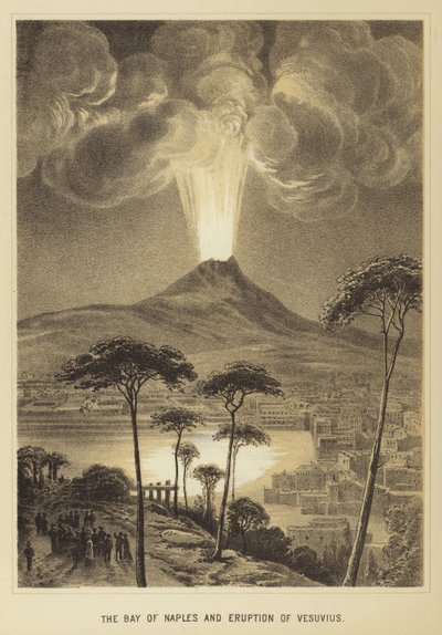 The Bay of Naples and eruption of Vesuvius by English School