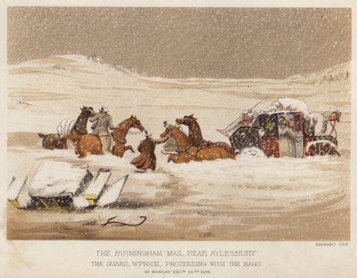 The Birmingham mail, near Aylesbury, the guard W Price, proceeding with the bags by English School
