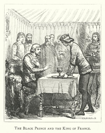 The Black Prince and the King of France by English School