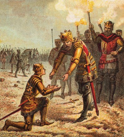 The Black Prince at Crecy by English School