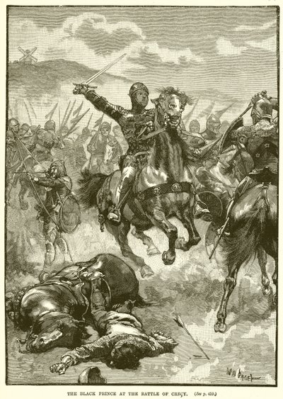 The Black Prince at the Battle of Crecy by English School