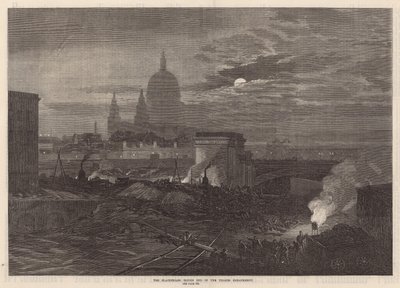 The Blackfriars Bridge end of the Thames Embankment by English School
