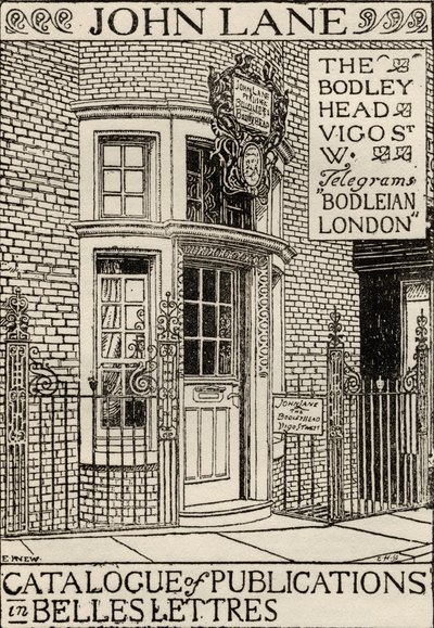The Bodley Head Publishing House, Front Cover Illustration from the Catalogue of Publications in Belles Lettres by English School
